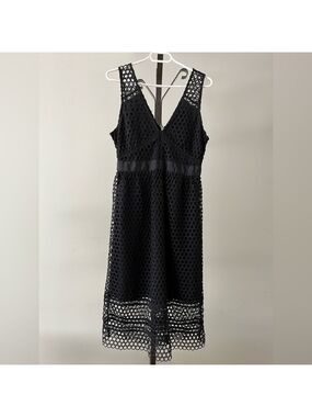 Abercrombie and Fitch Black eyelet lace midi dress in size Small.